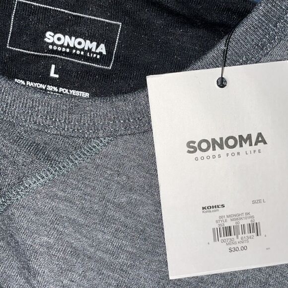 NWT Sonoma Gray Lightweight Crewneck Sweatshirt - Picture 3 of 3